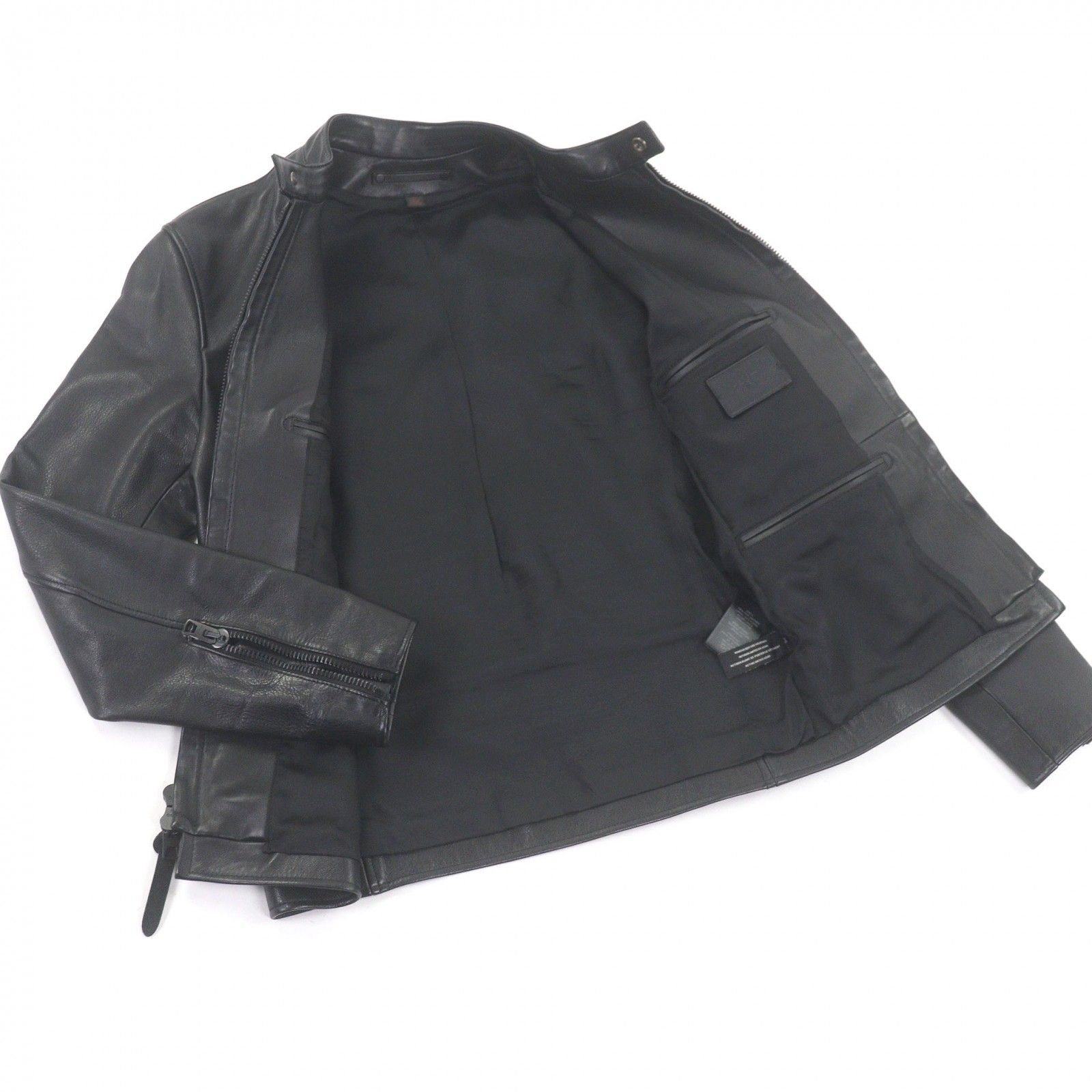 美品□COACH コーチ 牛革 ダブルジップ スタンドカラー シングル