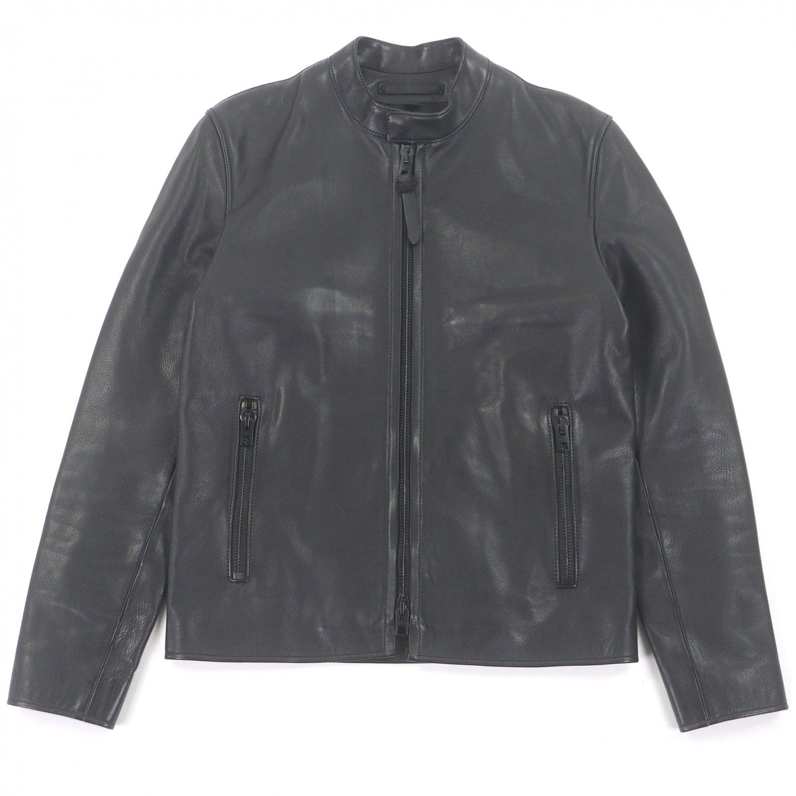 美品□COACH コーチ 牛革 ダブルジップ スタンドカラー シングル