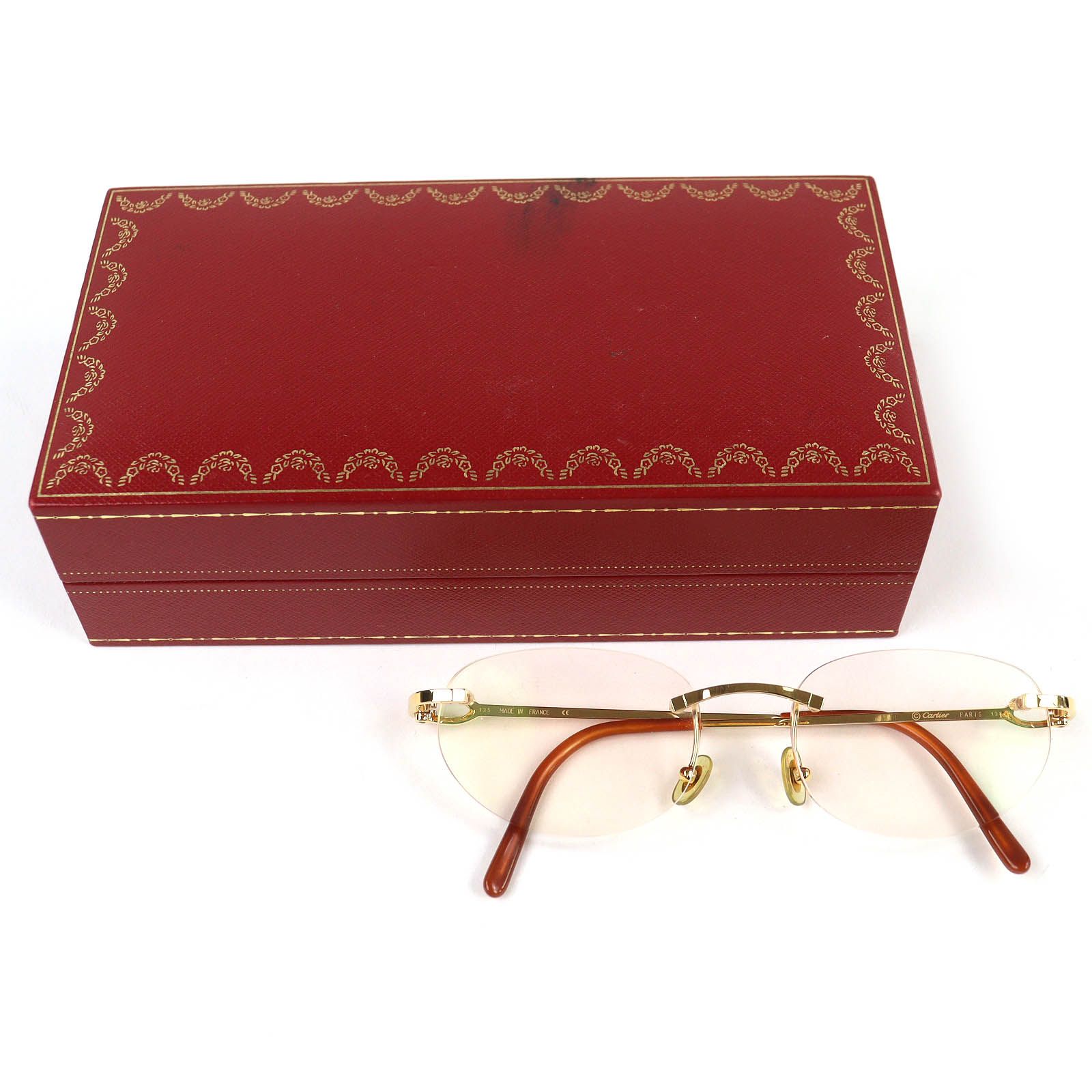 良品Cartier カルティエ ヴィンテージ ツーポイント リムレス メガネ 