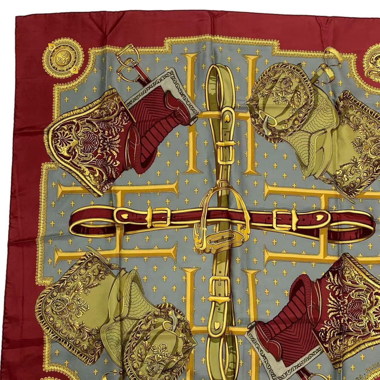 美品 HERMES エルメス カレ90 スカーフ シルク SELLES A HOUSSE カバー 