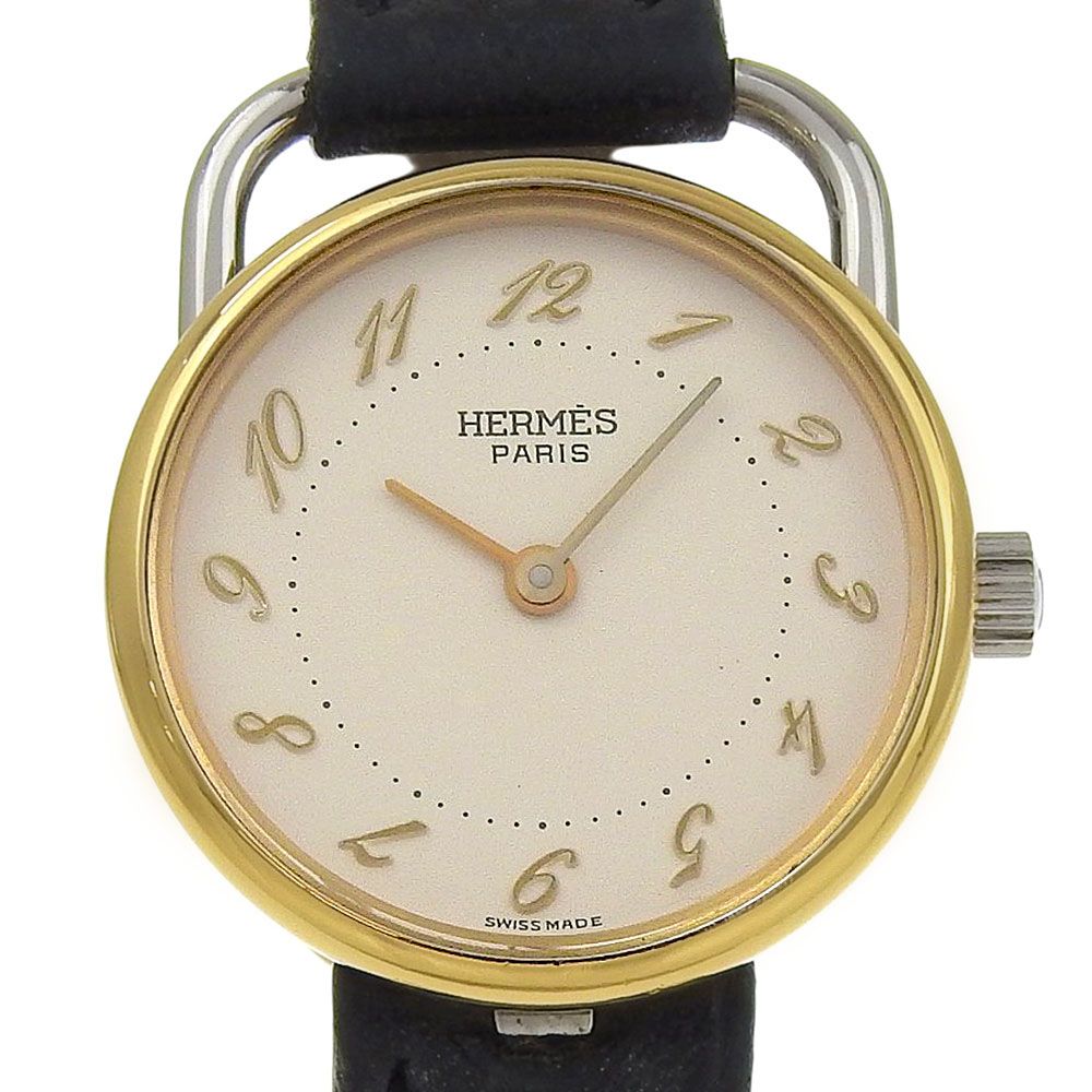 HERMES】エルメス アルソー ステンレススチール×レザー クオーツ