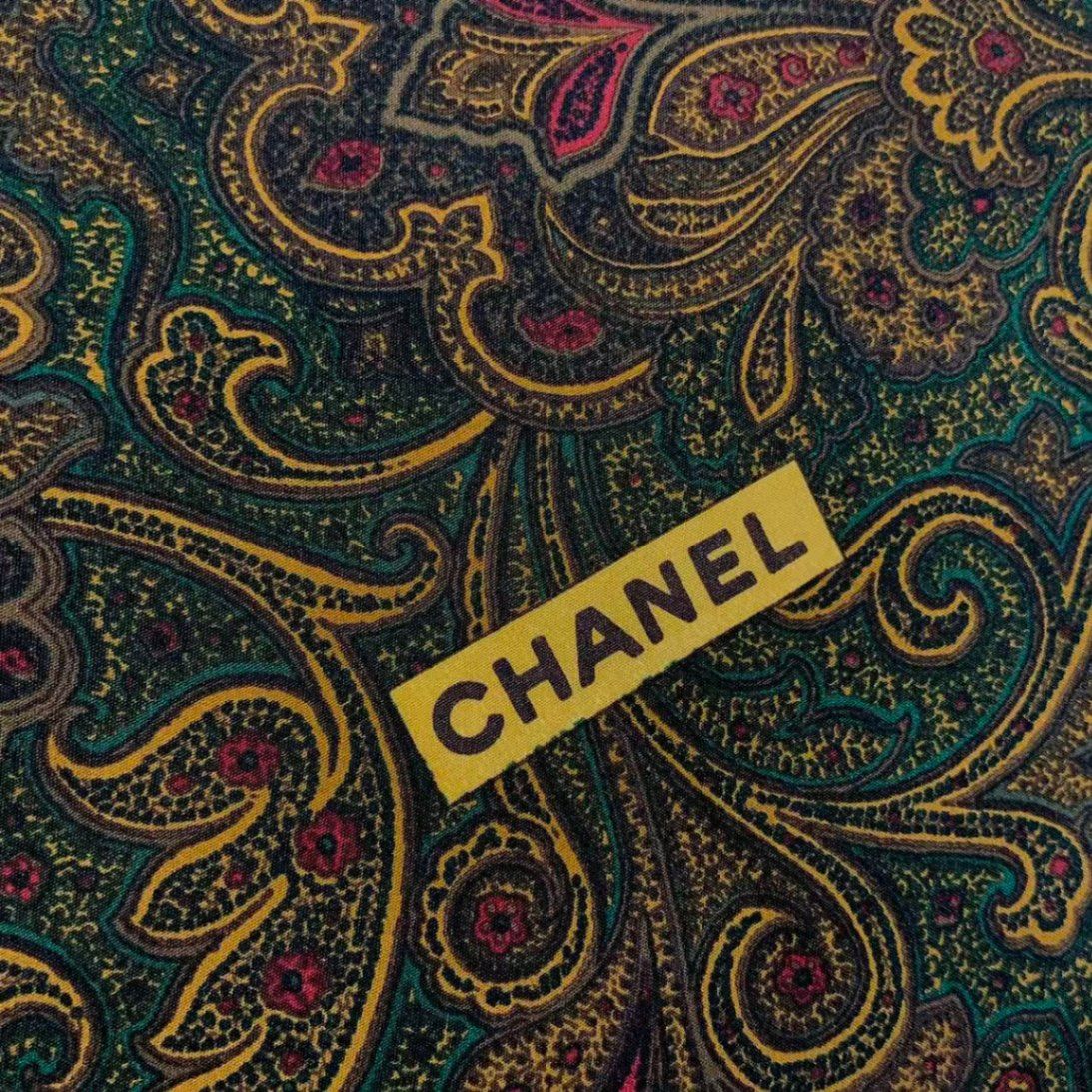 極美品 CHANEL シャネル スカーフ シルク ココマーク ペーズリー柄