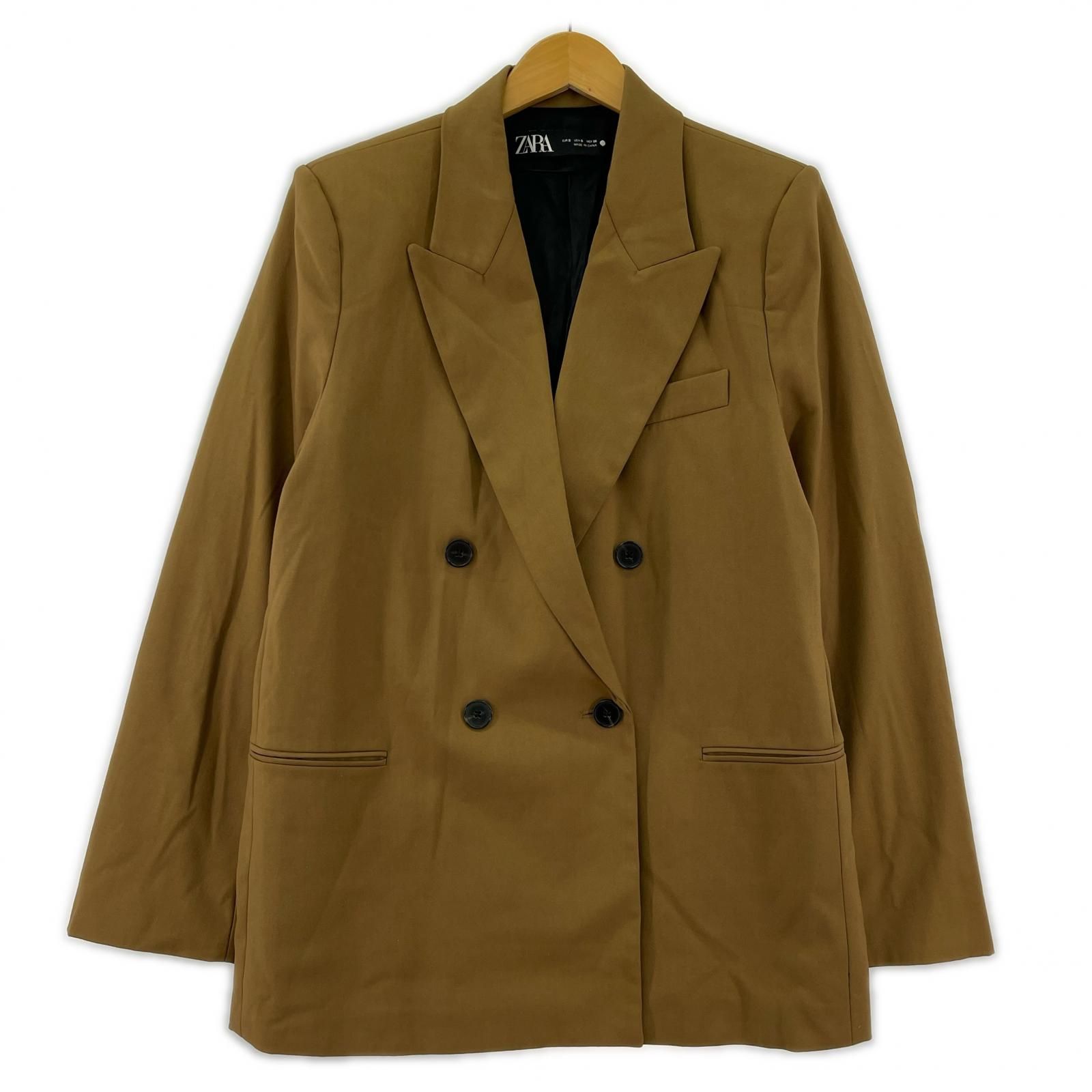 ZARA ザラ ロング丈 sizeEUR ダブルボタンジャケット ジップ袖 ザラ 