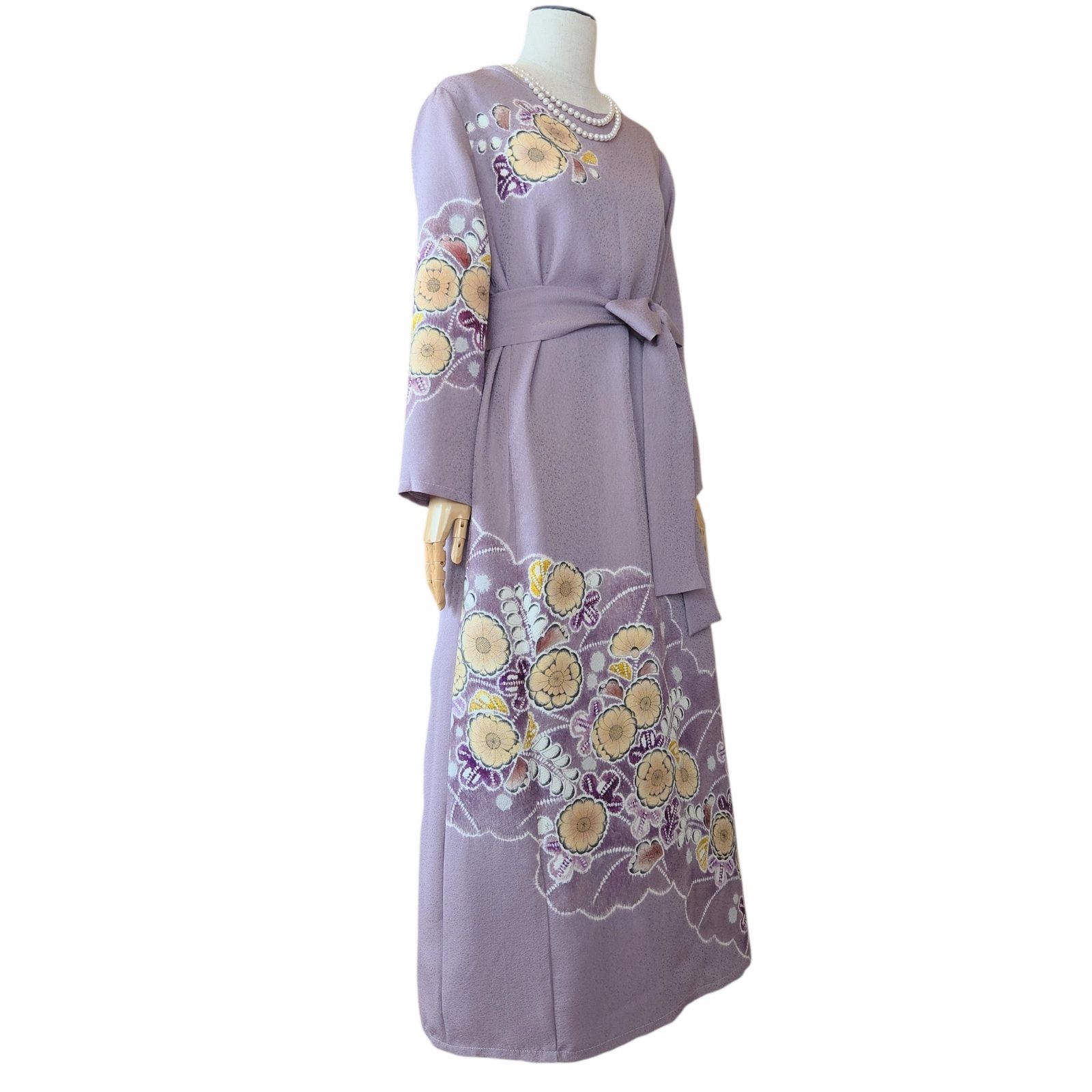 ❦Kaena❦ 着物リメイク 辻ヶ花 鬼絞 縮緬 ワンピース ロング マキシ