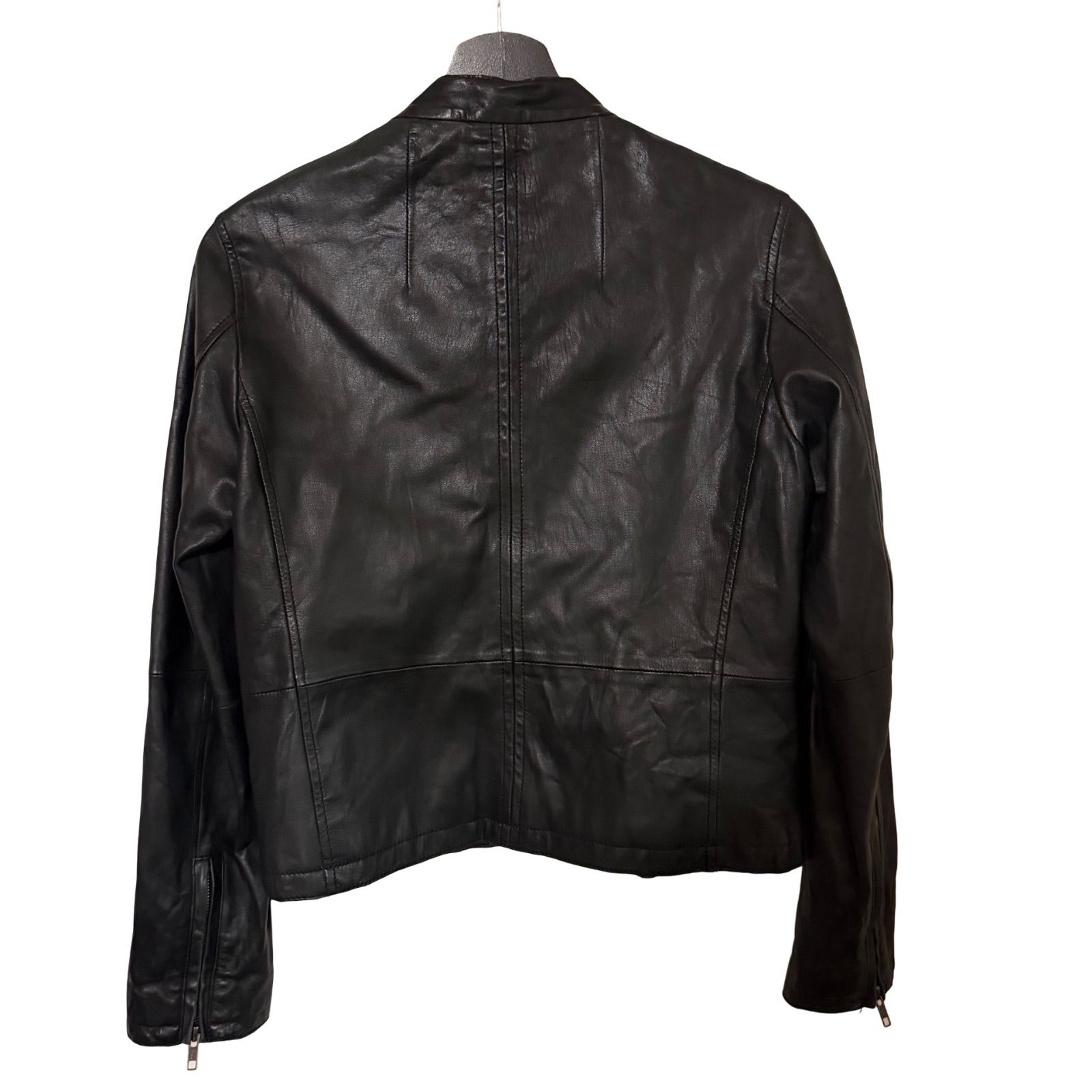 美品ユナイテッドアローズ 英国産ラムレザー シングルライダースジャケット M黒 B083 UNITED ARROWS TOKYO（ユナイテッドアローズ トウキョウ