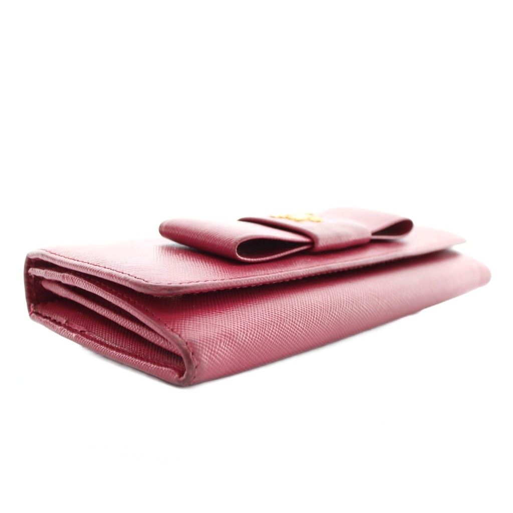 プラダ PRADA 長財布 二つ折り サフィアーノレザー リボン ロゴ