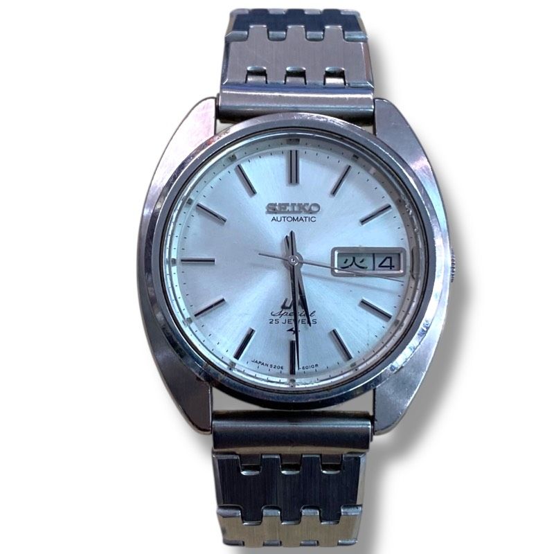  60 260209-10372-1540 SK600 稼働品 SEIKO LM LORD MATiC SPECIAL 5206-6030 AUTOMATIC 23石 デイデイト 文字盤シルバー 腕周り最大約17cm セイコー 腕時計 洗濯機対応 自動巻き時計 腕時計(アナログ)