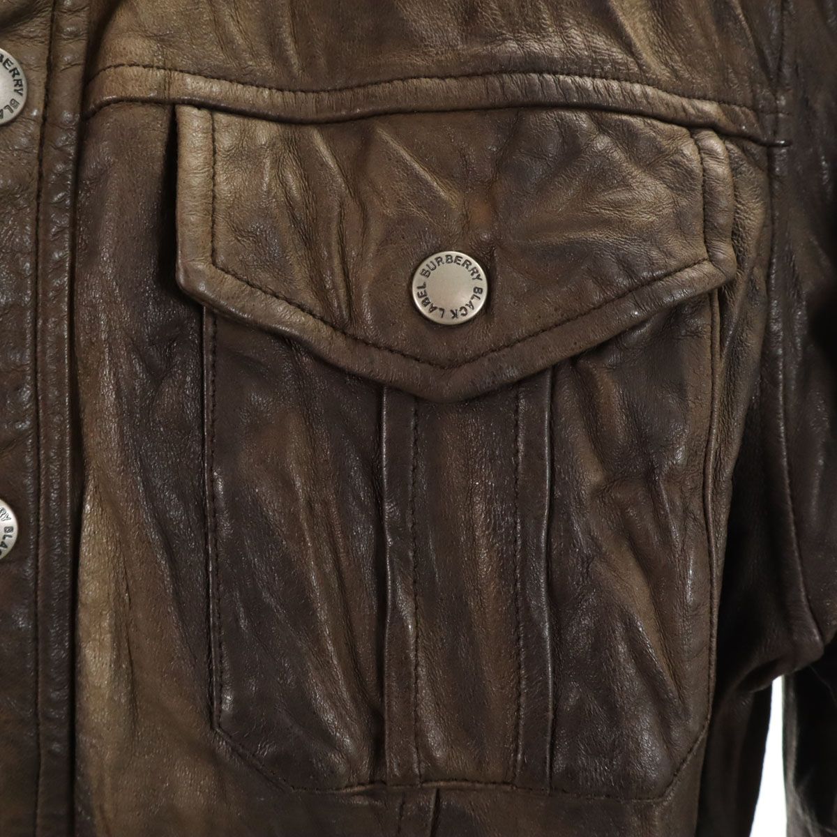 BURBERRY BLACK LABEL バーバリーブラックレーベル シワ加工 レザー 