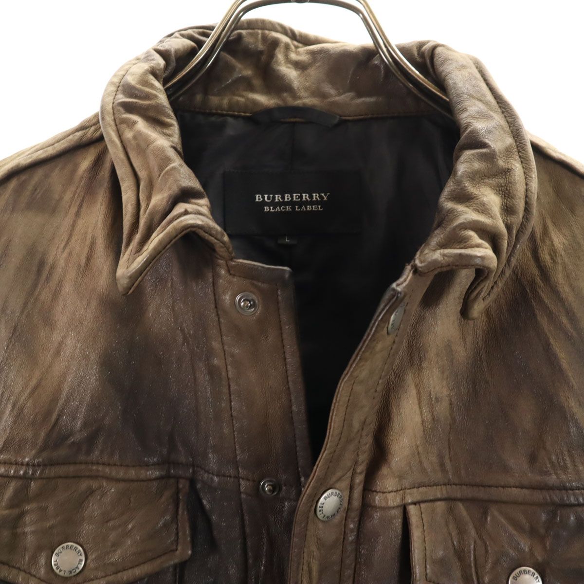 BURBERRY BLACK LABEL バーバリーブラックレーベル シワ加工 レザー 
