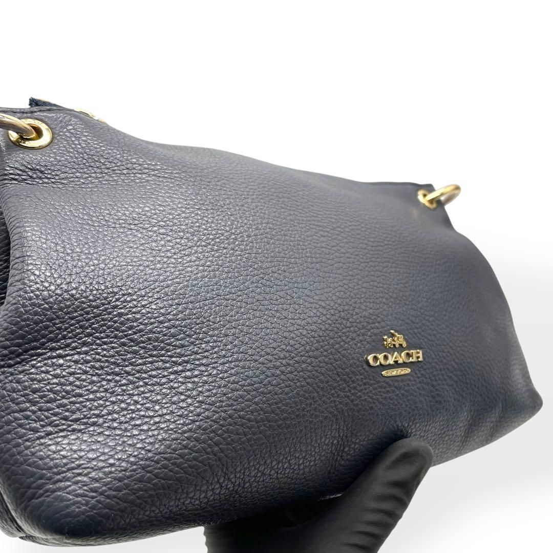 極美品 COACH コーチ ショルダーバッグ レザー 斜め掛け ネイビー