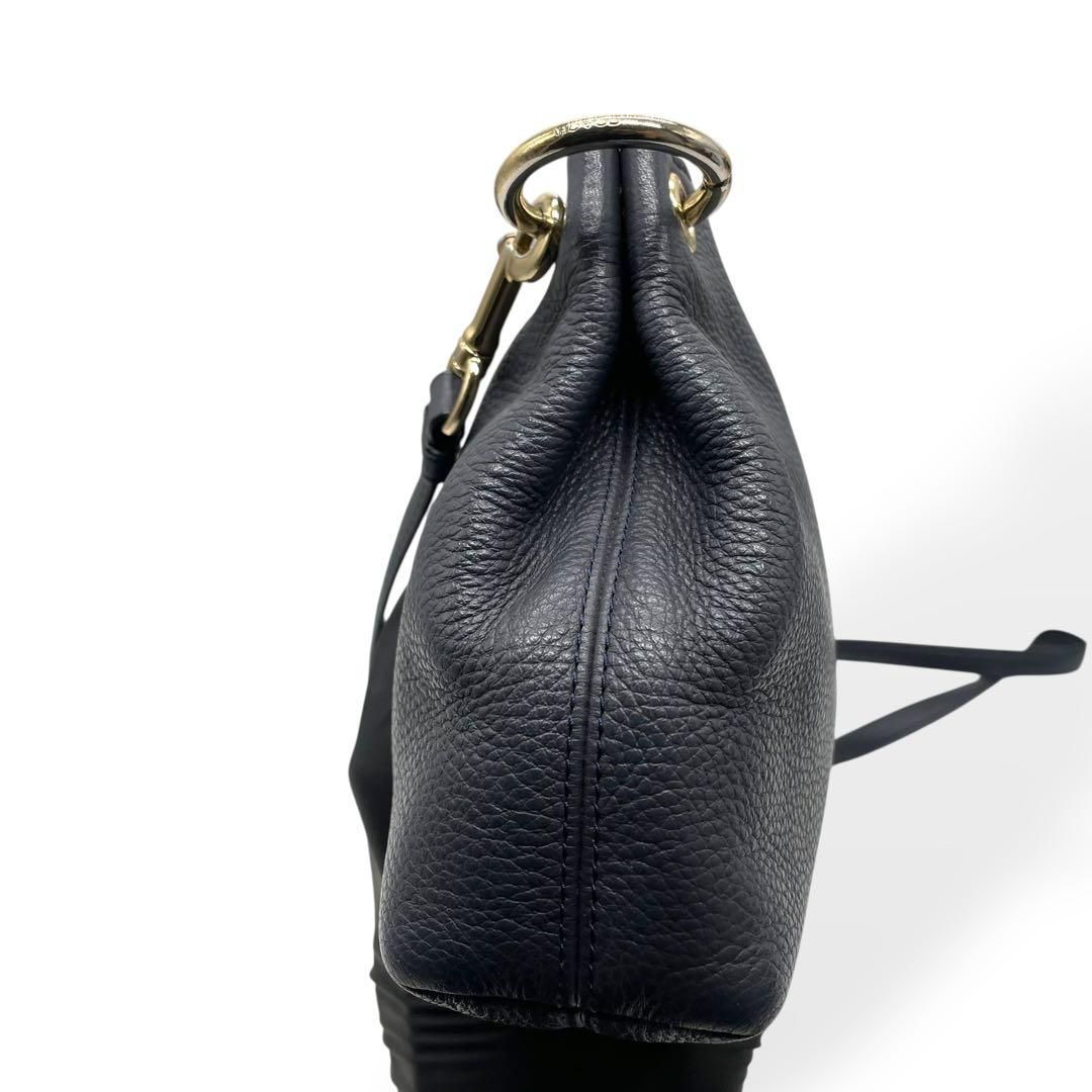 極美品 COACH コーチ ショルダーバッグ レザー 斜め掛け ネイビー