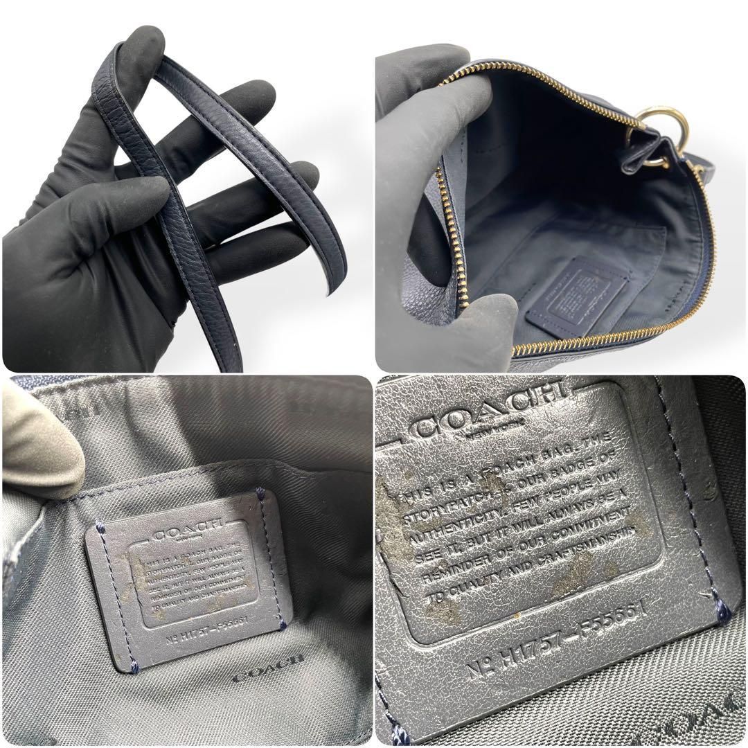 極美品 COACH コーチ ショルダーバッグ レザー 斜め掛け ネイビー