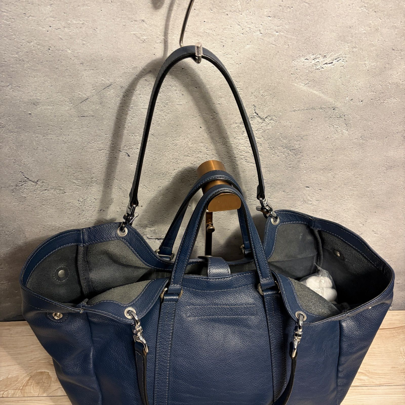 Daniel&Bob ダニエルアンドボブ 2WAY トートバッグ ブルー レザー 本革