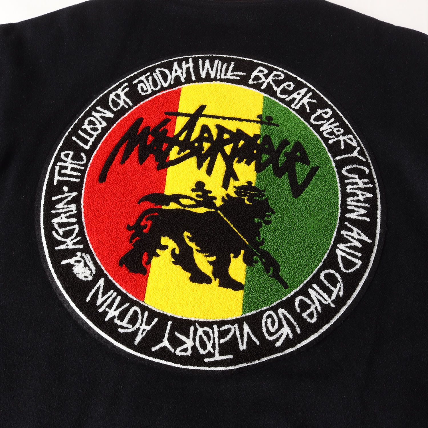 STUSSY スタジャン ステューシー 袖レザー ラスタカラー 黒 L 美品