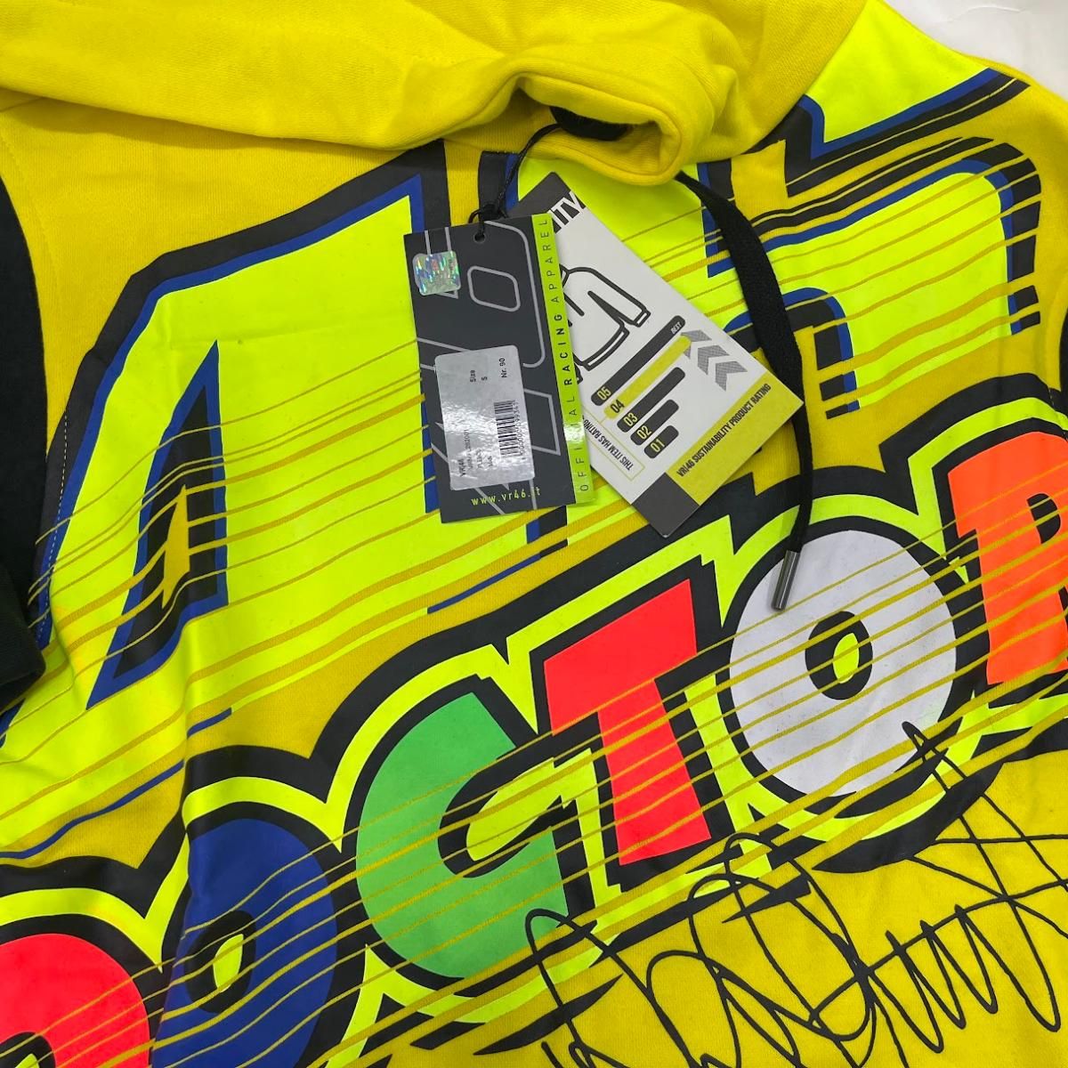 未使用】ヴァレンティーノ ロッシ VR46フーディメンズS長袖黄黒【送料