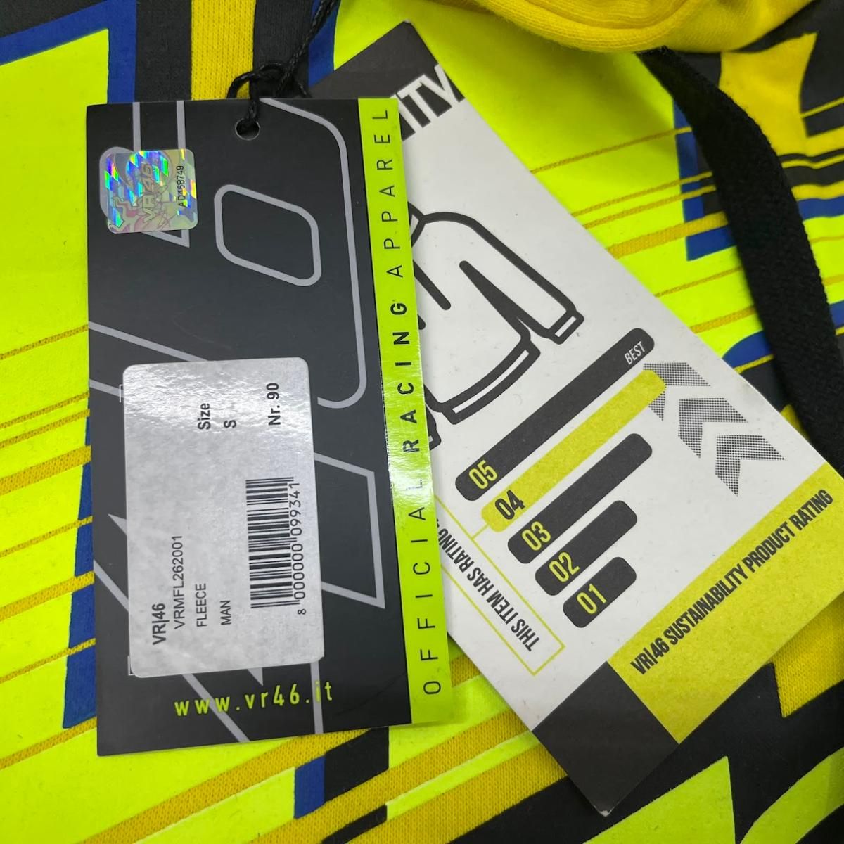 未使用】ヴァレンティーノ ロッシ VR46フーディメンズS長袖黄黒【送料