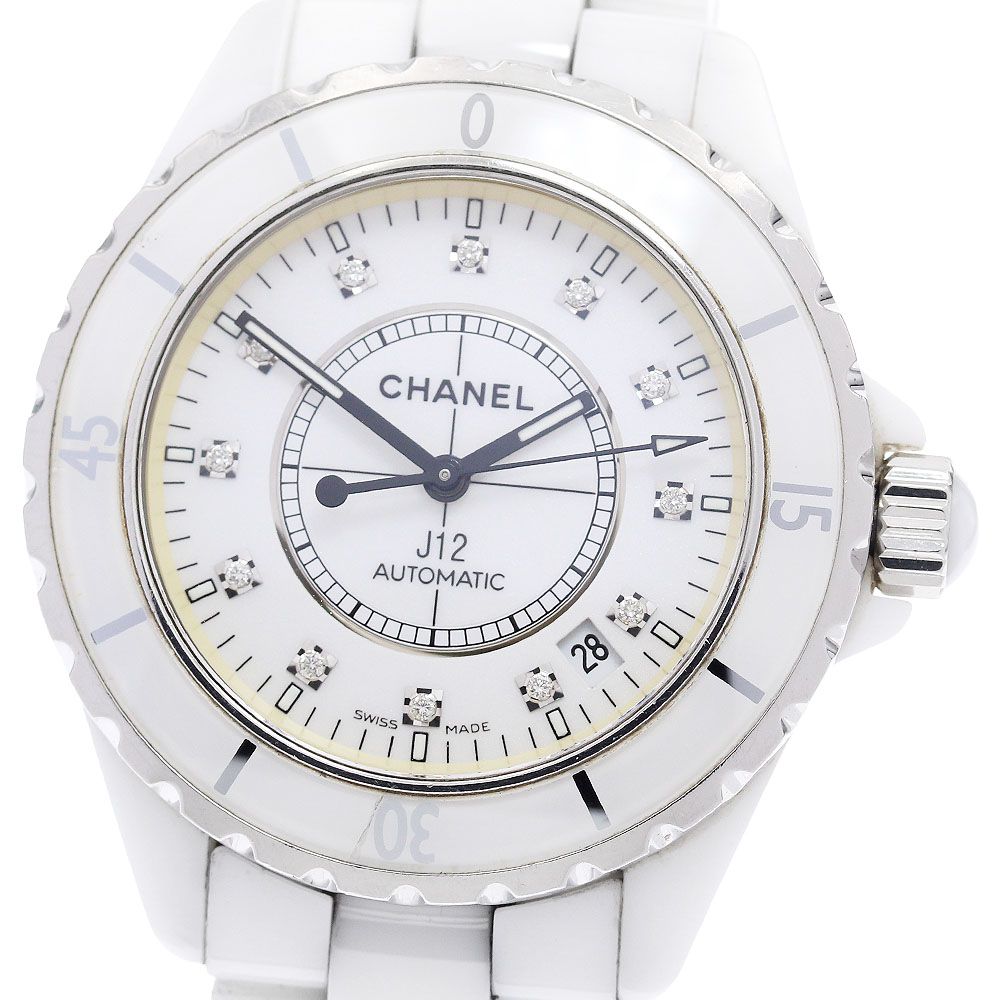 訳あり シャネル CHANEL H1629 J12 38ｍｍ 白セラミック 12Pダイヤ 自動巻き メンズ _942869