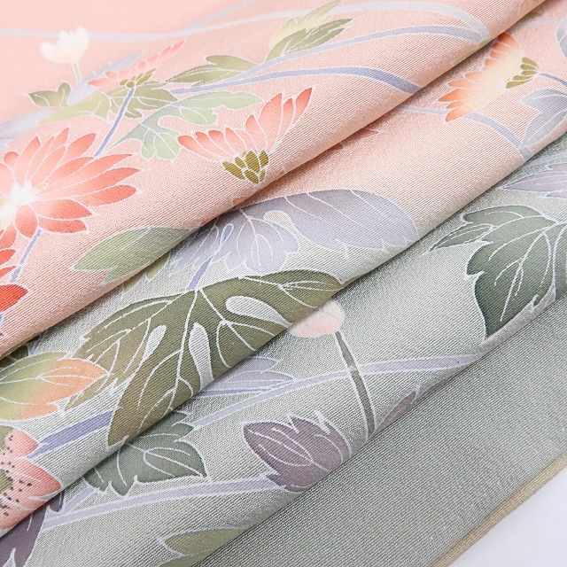 百華❀Y4591◇美品 正絹 手描き友禅 作家物落款 手縫い仕立て 菊