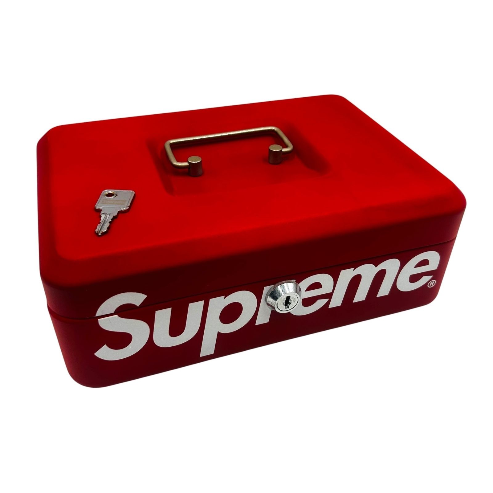 ■Supreme 金庫 キャッシュボックス 赤 ロックボックス 鍵付き 幅25cm 奥行18cm 高さ9cm2332833,2332833