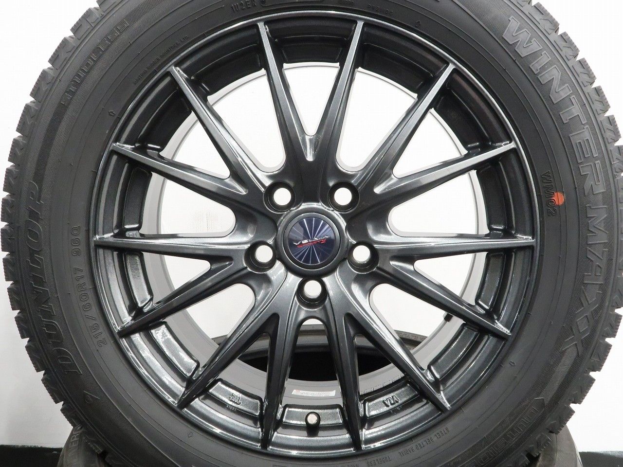 【DUNLOP WM02 215/60R17】スタッドレス【TOYOTA 50エスティマ 純正ホイール 17インチ 7J5HPCD114.3+50】22年製 バリ溝 C-HRにも　(MTC890)クレジットカード QRコード決済可能 DUNLOP WM02 215/60R17】スタッドレス【TOYOTA 50エスティマ 純正