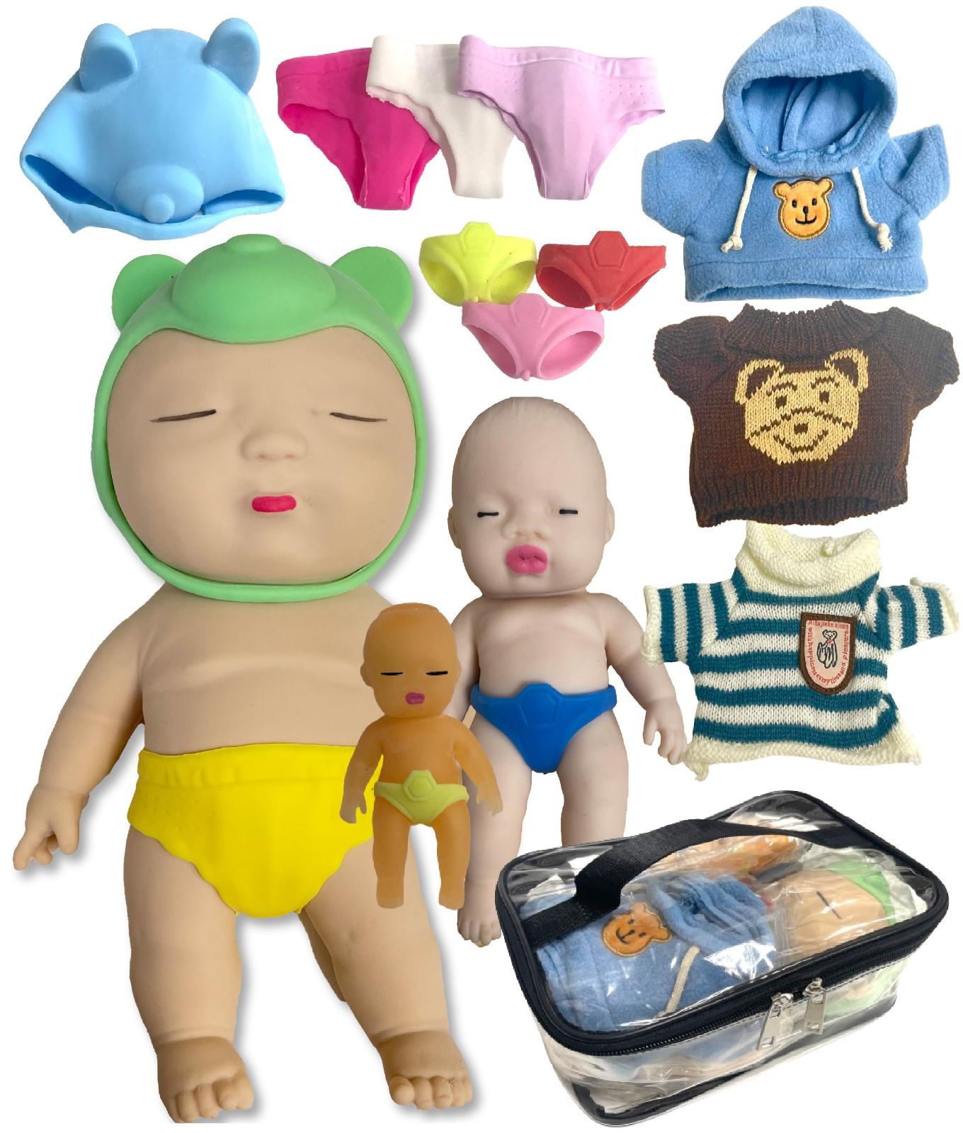 新着商品】(大中小サイズ 洋服セット おもちゃ 3体+着せ替えセットA
