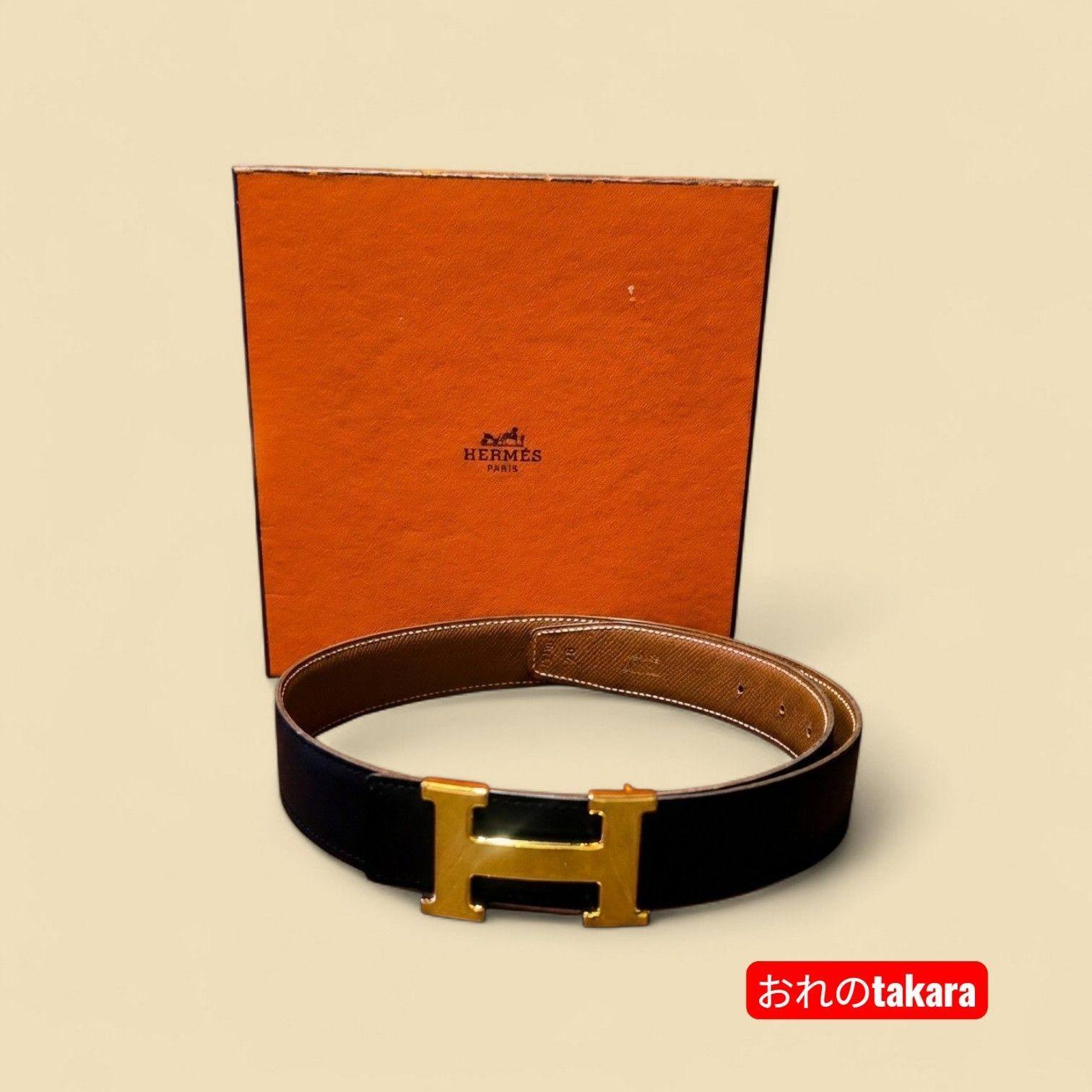 未使用品】HERMES エルメス コンスタンス Hベルト 78 リバーシブル 黒 