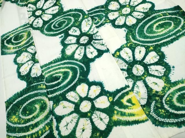 平和屋着物∴夏物 浴衣 有松鳴海絞り 流水渦巻花文 綿 逸品 CABD2455ng