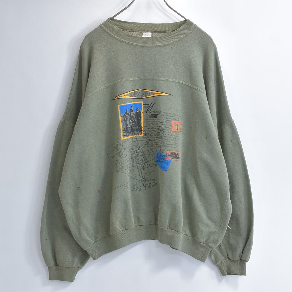 80～90s BORO MEN'S WEAR グッドボロ メルモーズ Mermoz オマージュプリント グラフィック デザイン スウェット ヴィンテージ ビンテージ ヨーロッパ古着 メンズXL相当 80～90s BORO MEN'S WEAR グッドボロ メルモーズ Mermoz オマージュ