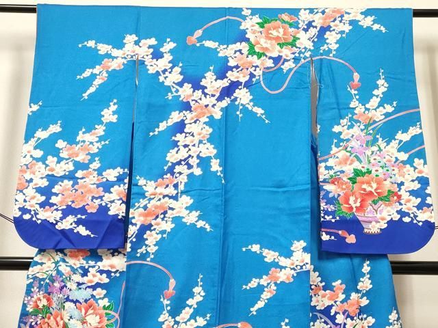 女の子 平和屋着物[]七五三 7歳 長襦袢(無双仕立て 鈴 扇面花鳥文 平和