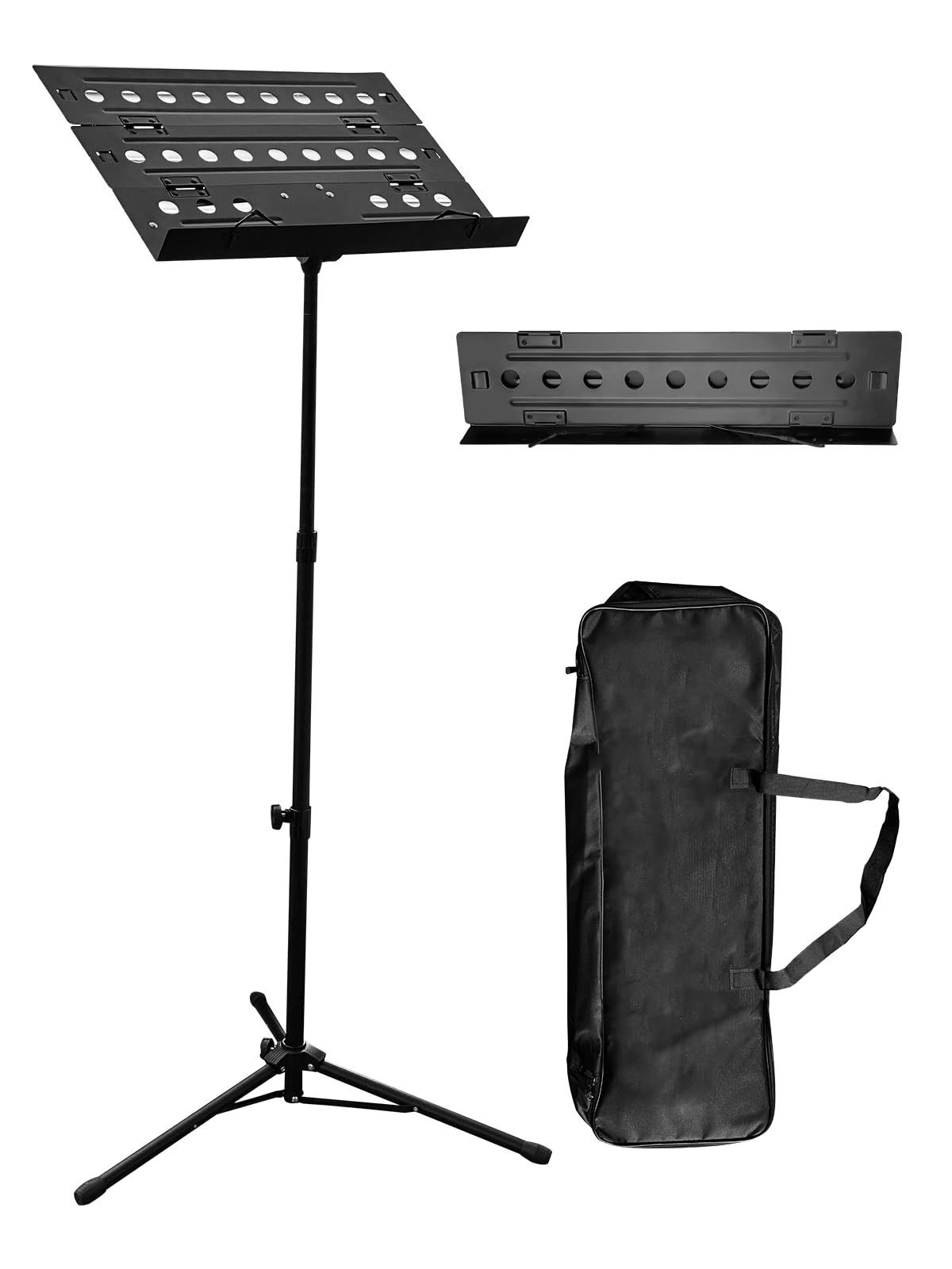 【特価商品】ケース付き アルミ 楽譜立て 音楽スタンド 150cm-72cm 三脚 調節可能 耐久性 軽量 折り畳み 組み立てやすさ 三つ折り 使用の容易さ 譜面台 おすすめ FingerDance
