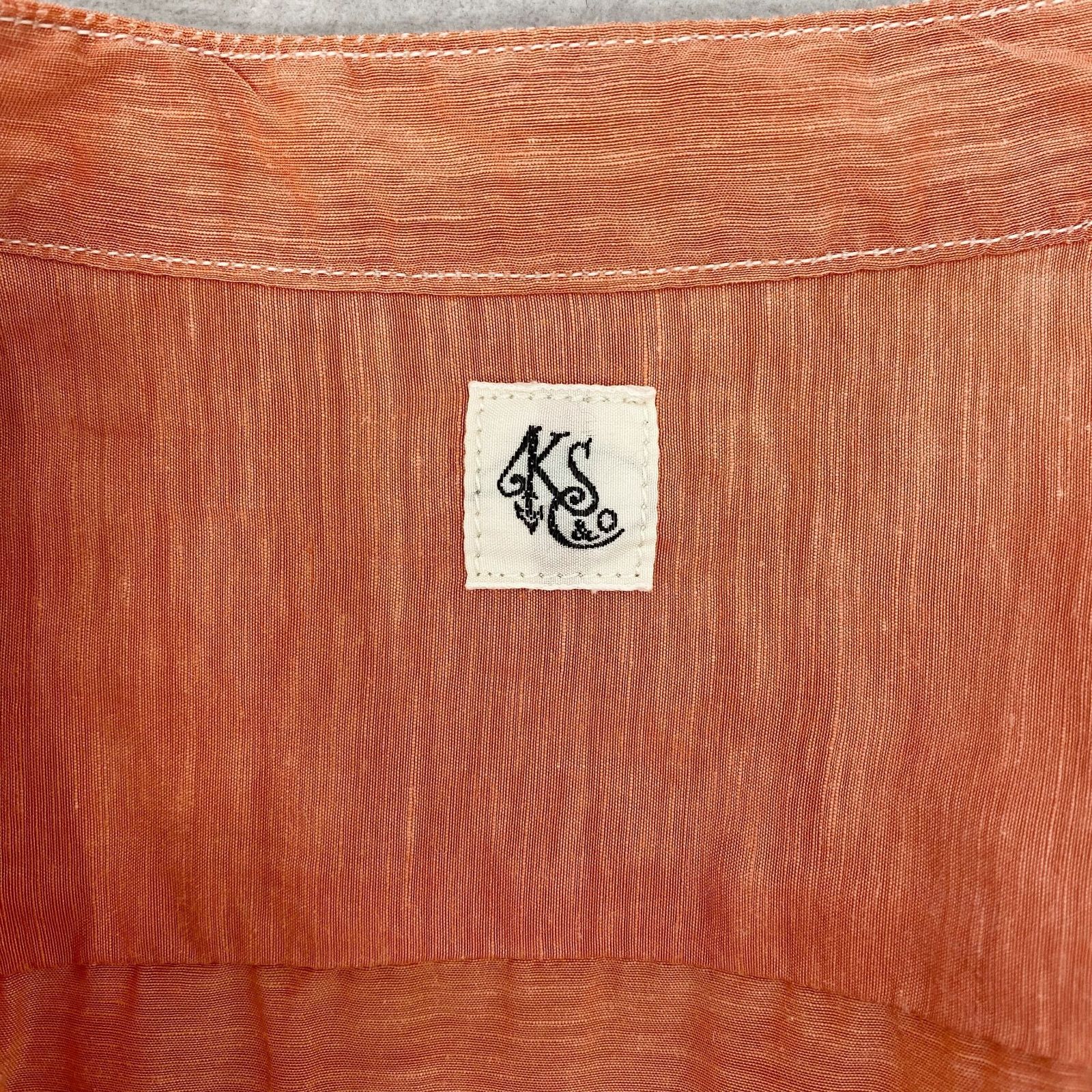 極美品 Kaptain Sunshine Stand Collar Shirt 長袖シャツ 36 オレンジ 