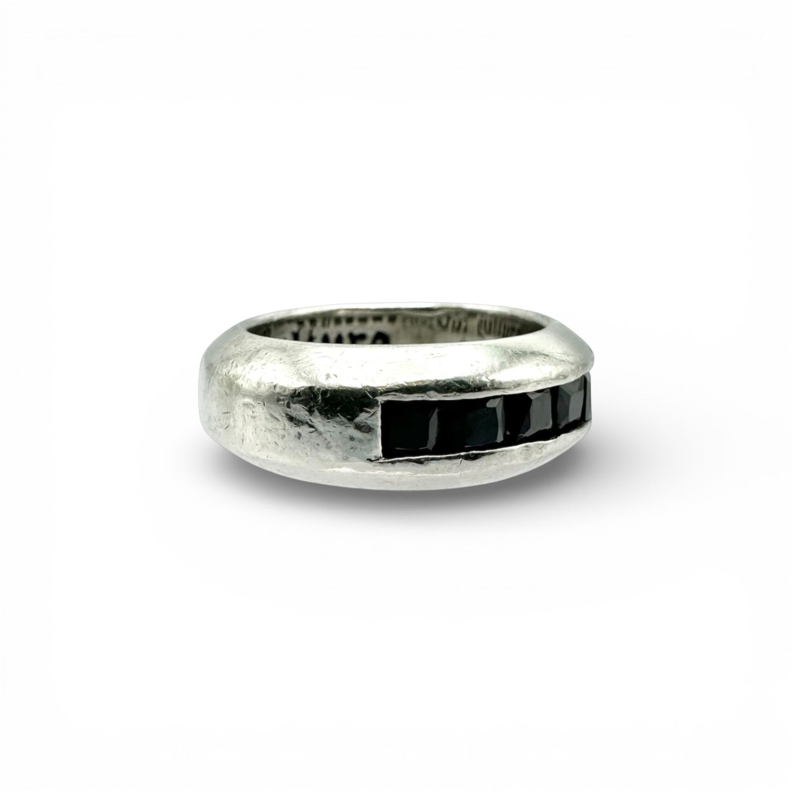 線で魅せる】ブラックストーン ミニマル Silver 925 刻印 00s Vintage 