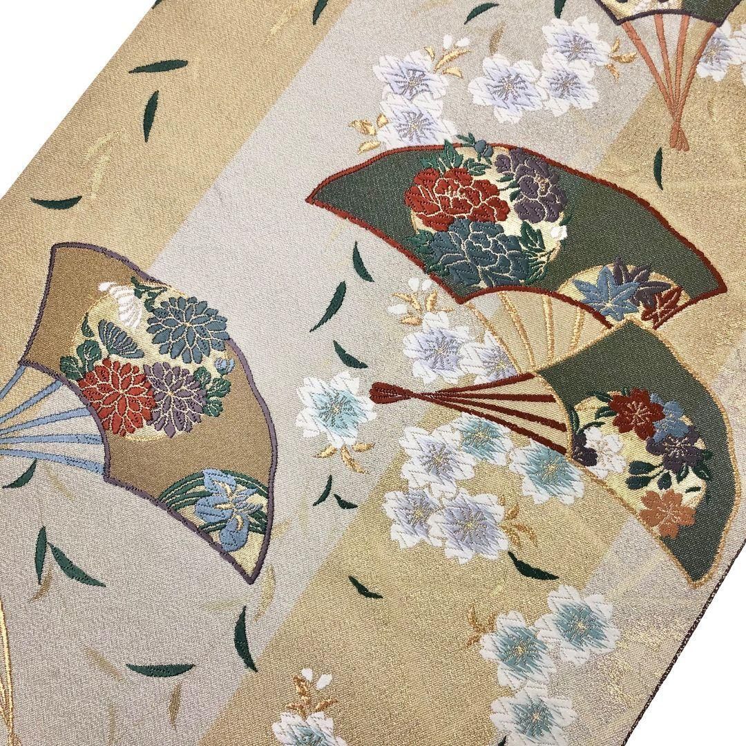 袋帯 扇子に花模様 金糸 三越お誂え O-5994 【公式通販】