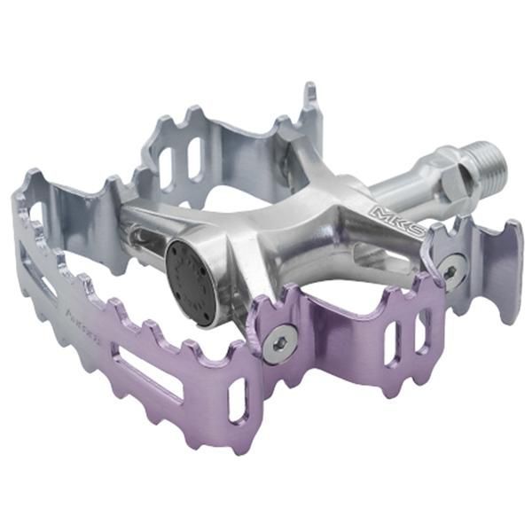 MKS ミカシマ アルミ ペダル Aurora オーロラ シルバー/パープル