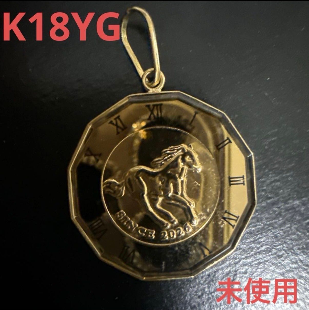 K18YGイルジョン/馬リバーシブルペンダントトップ 地金 資産 ユニ