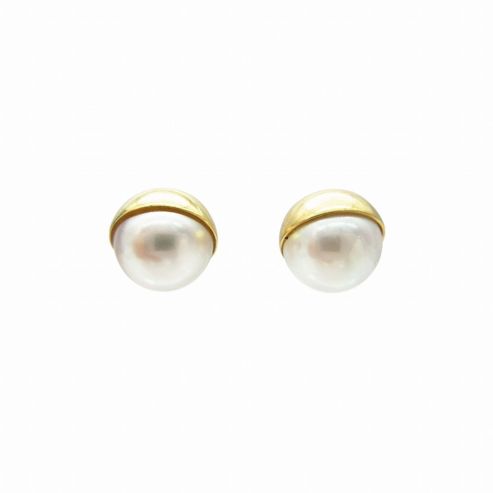 シハラ SHIHARA Half Pearl Pierce 45 スタッドピアス 両耳用 750 K18