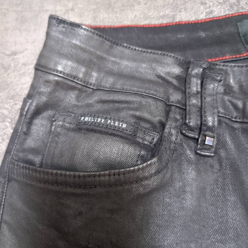 Philipp Plein Black Coated Distressed Denim Jeans Size 31 