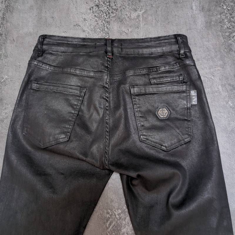 Philipp Plein Black Coated Distressed Denim Jeans Size 31 