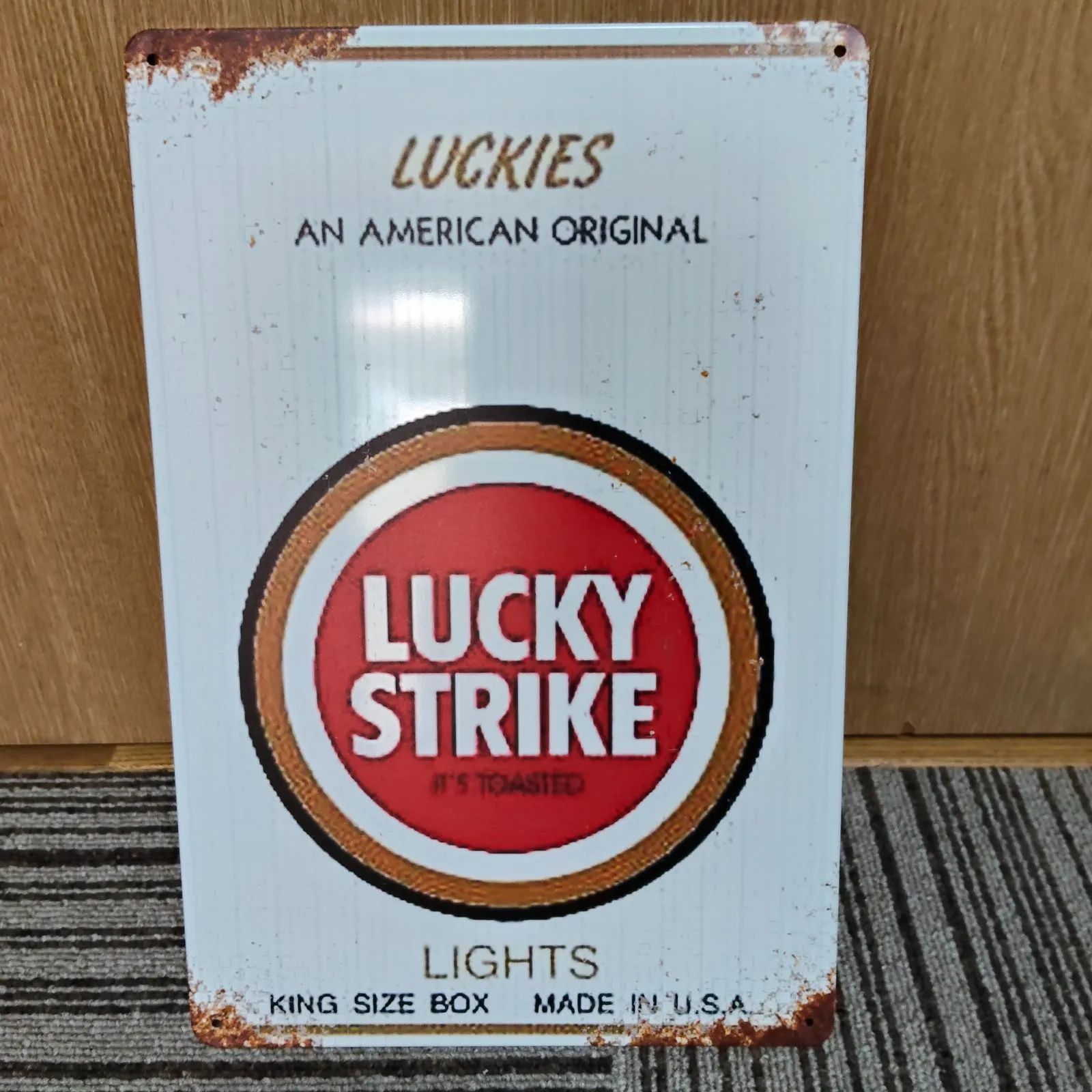 ブリキ看板 タバコ看板「ラッキーストライク」 煙草 レトロ看板