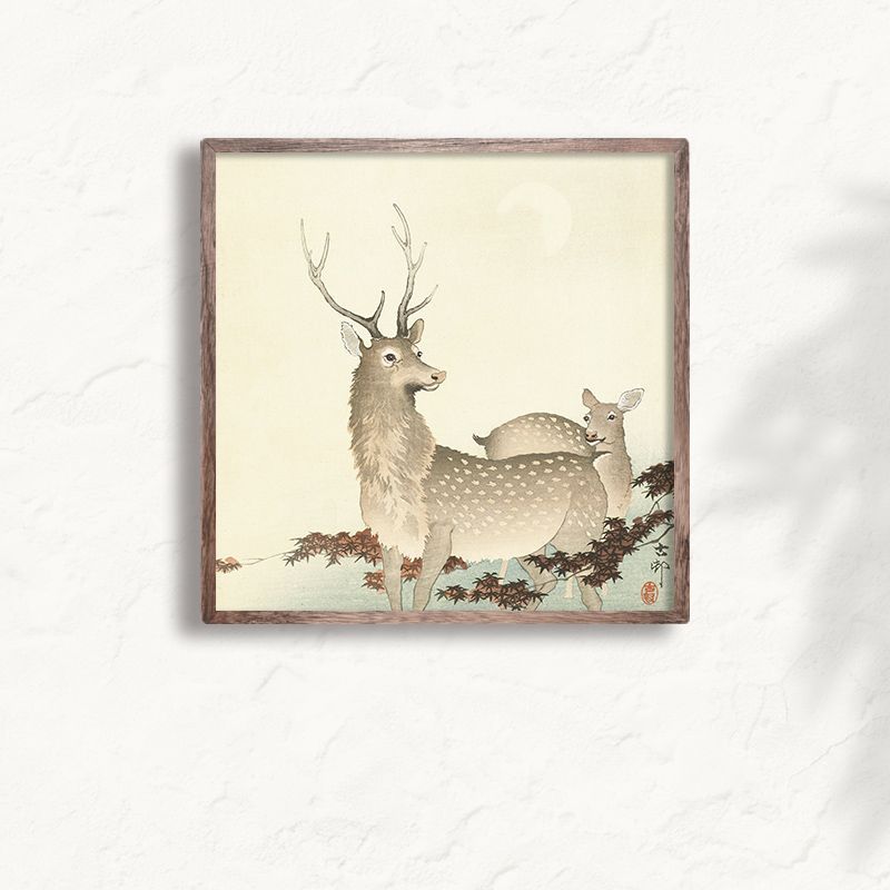 A2短辺正方形 小原古邨 ポスター 月下の鹿 浮世絵 日本画 和風 アート