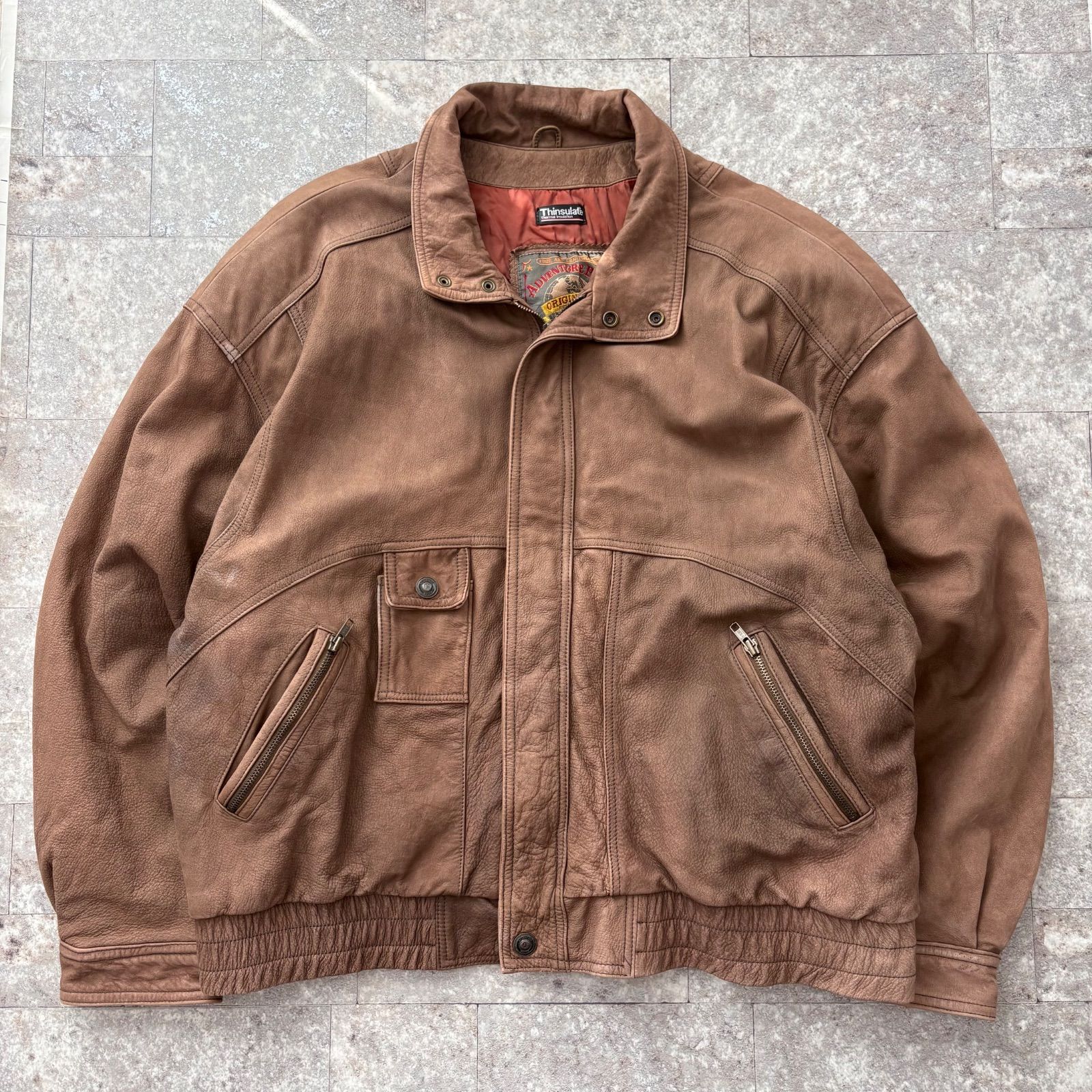 Adventure Bound WILSONS 本革 レザージャケット 2X ブラウン Thinsulate 中綿 ビッグサイズ ヴィンテージ 古着