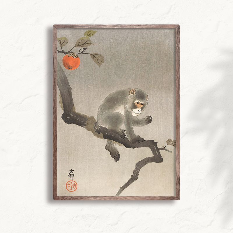 A3サイズ 小原古邨 ポスター 柿の木に猿 浮世絵 日本画 和風 アート