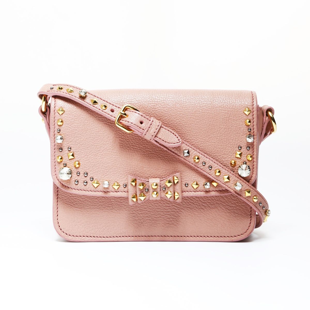 Miu Miu ミュウ ミュウ ショルダーバッグ スタッズ ラインストーン 
