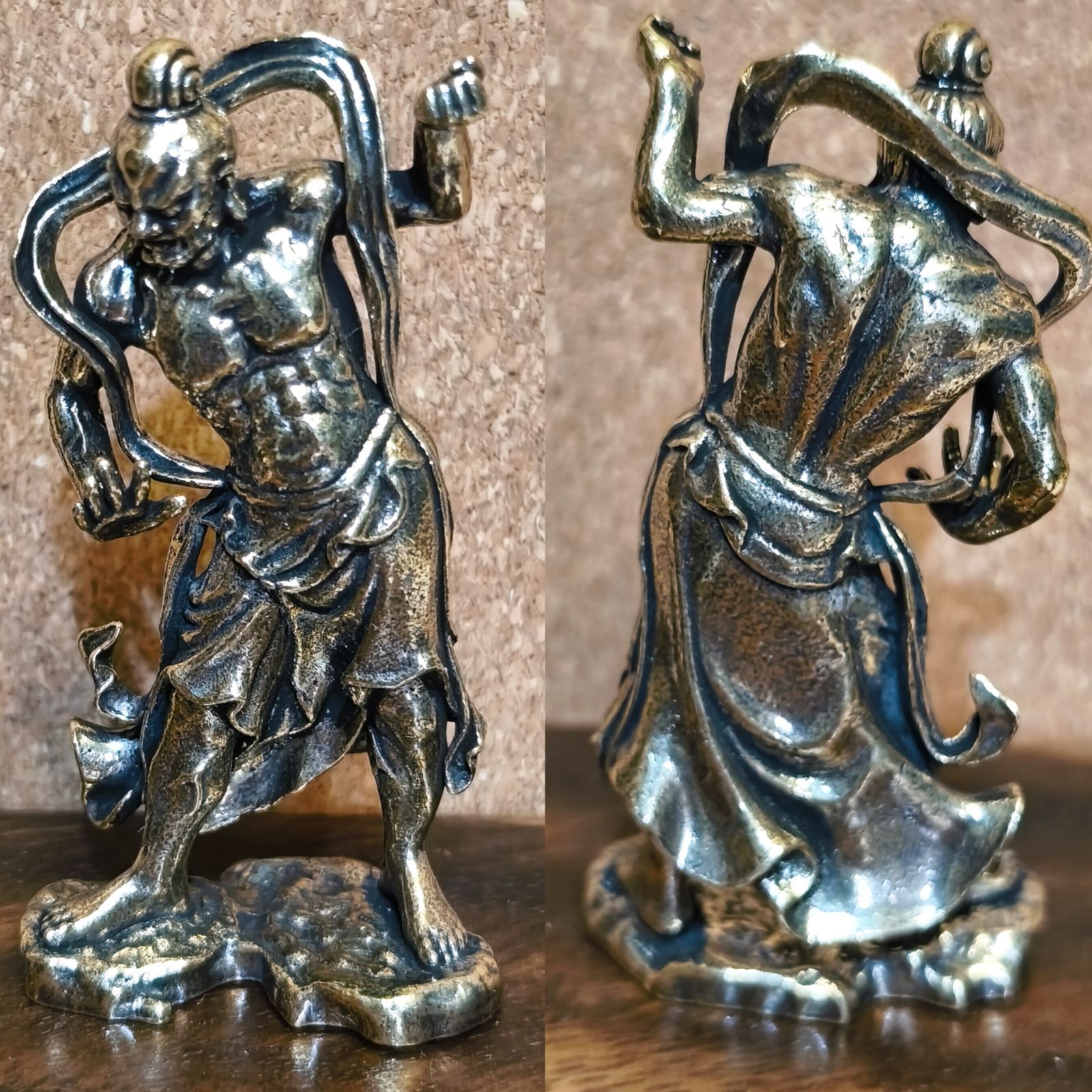 A63 真鍮製 金剛力士 阿形 吽形 二体一対 仁王像 置物 風水 開運 魔