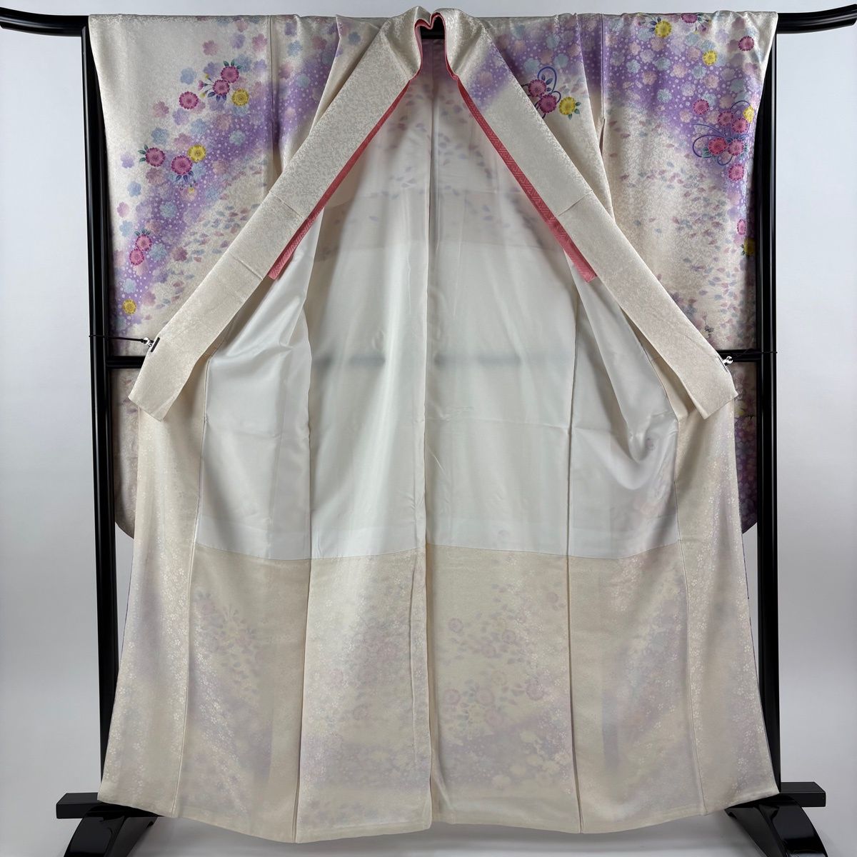 美品】 振袖 身丈162cm 裄丈68cm L 袷 袋帯フルセット anan 落款 桜 菊