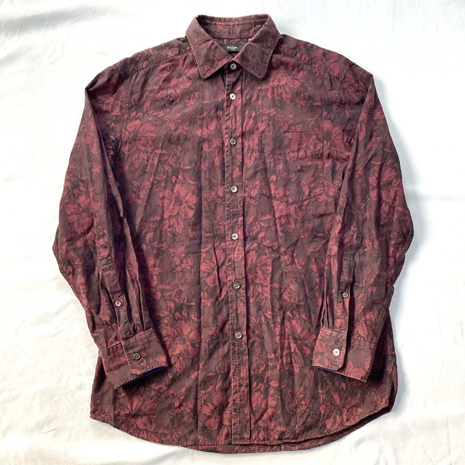 Paul Smith ポールスミス シャツ 総柄 花柄 フローラル 長袖 ボルドー