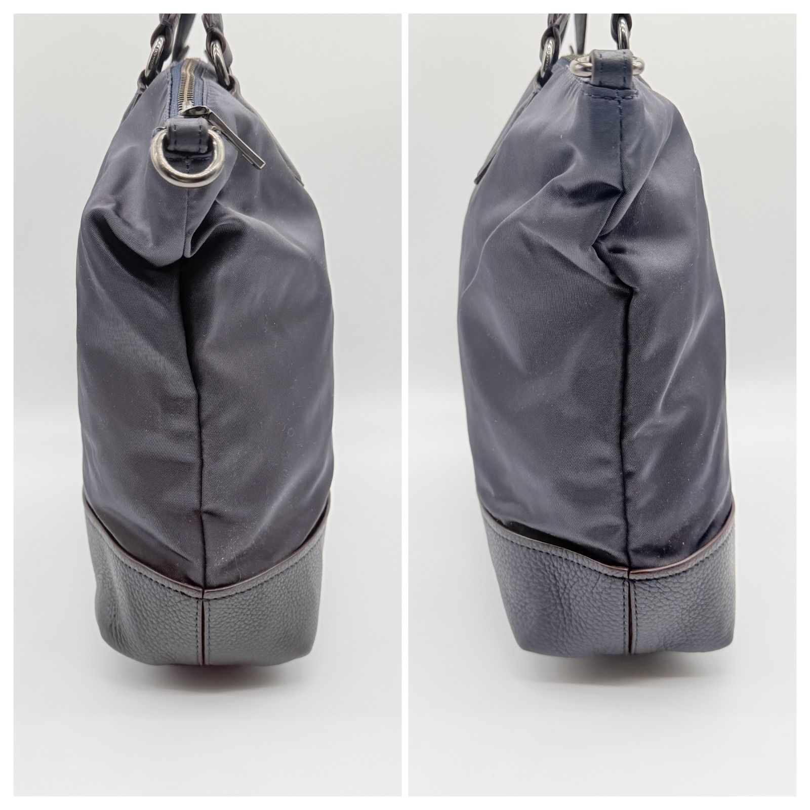 COACH y2k tote bag nylon leather unisex 2way navy コーチ トート 