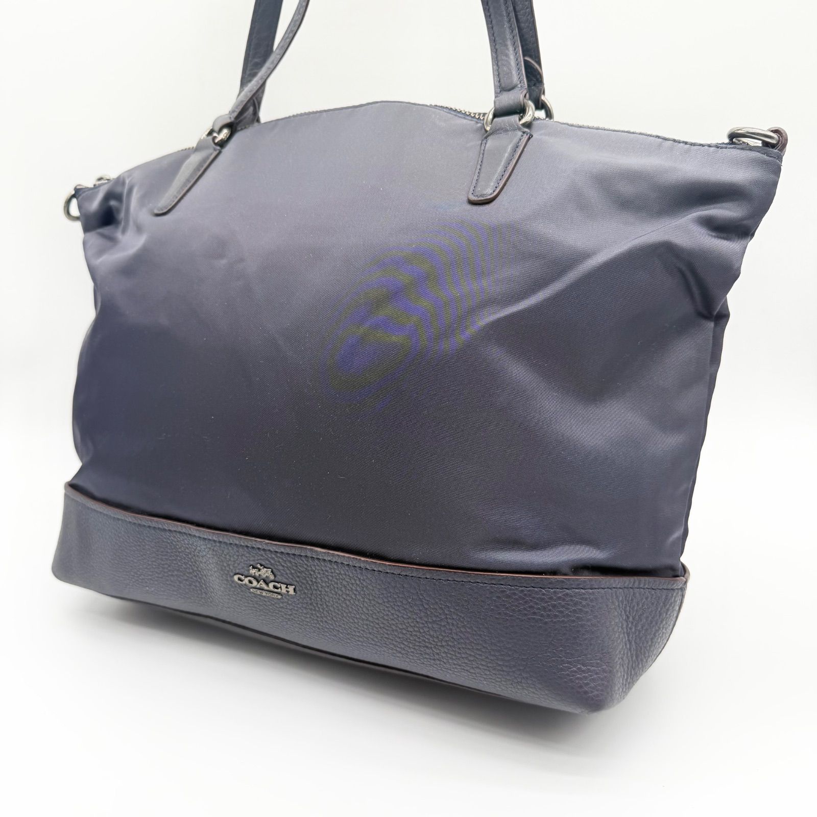 COACH y2k tote bag nylon leather unisex 2way navy コーチ トート 