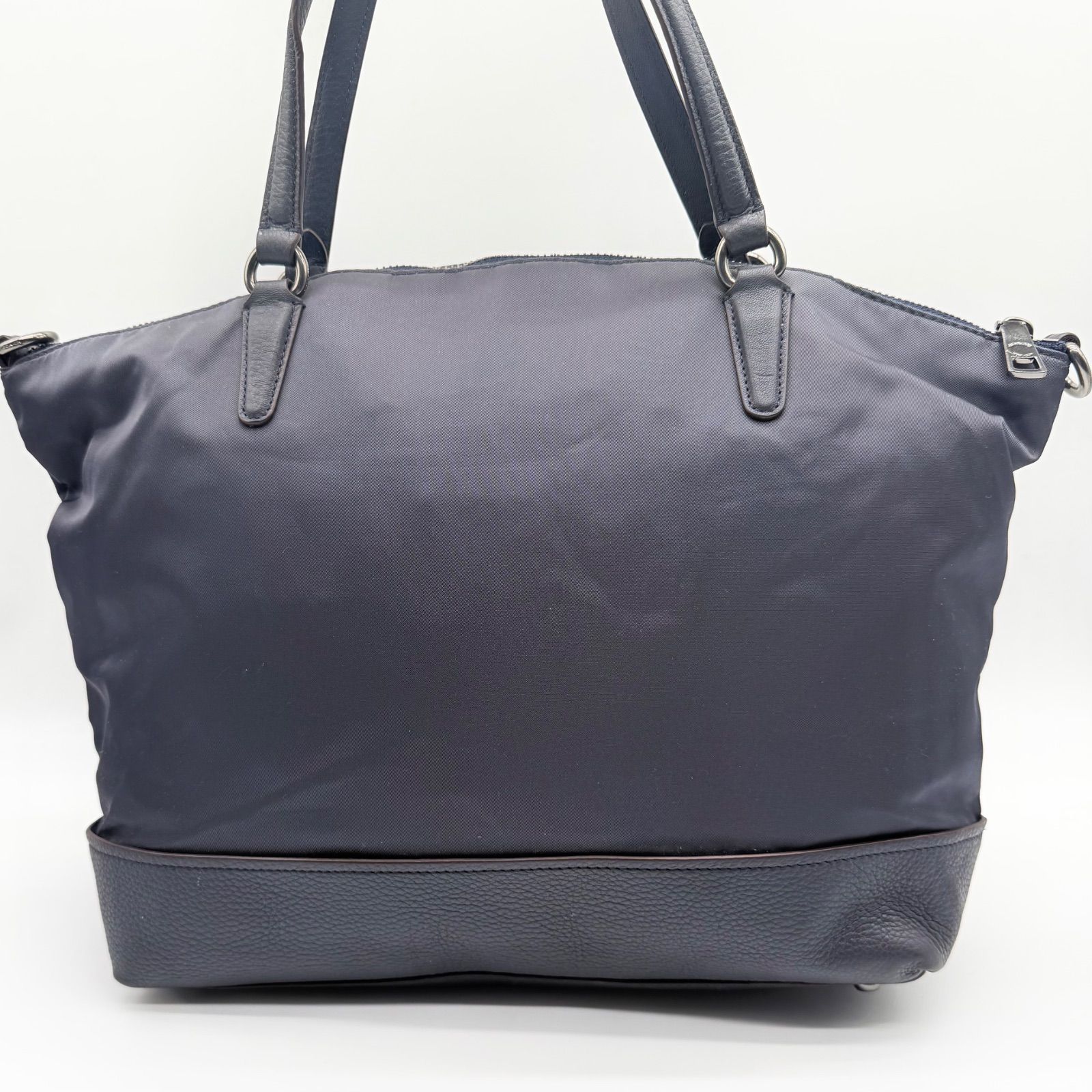 COACH y2k tote bag nylon leather unisex 2way navy コーチ トート 