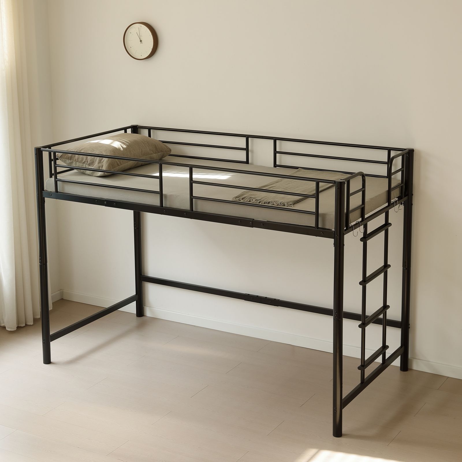 高さ140cm】ロフトベッド パイプベッド シングル 耐荷重150kg システム